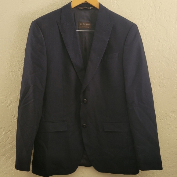 Zara Man Blue Stripe Print Blazer Size 40